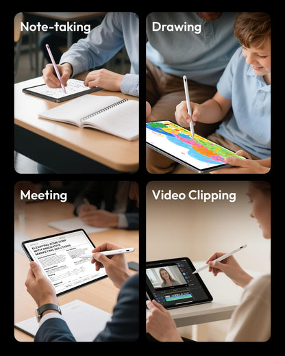 Metapen Pencil A8 for iPad 2018-2025, (2X Faster Charge), Pixel Precision, Tilt Sensitivity Stylus Pen Compatible Apple iPad 11 A16/10/9/8/7/6th Gen, Pro 12.9/11/13 Inch M4, Air 3/4/5/M2/M3, White