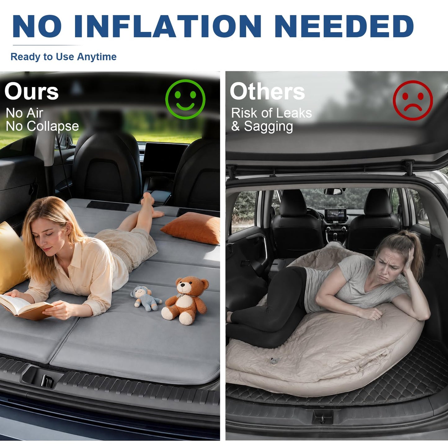 SXMMXS Car Camping Mattress for Ford Explorer, No Inflation Needed, Foldable Foam Trunk Bed, SUV Air Mattress Alternative for Travel Sleeping, Ideal for Camping Essentials and Road Trips, Gifts