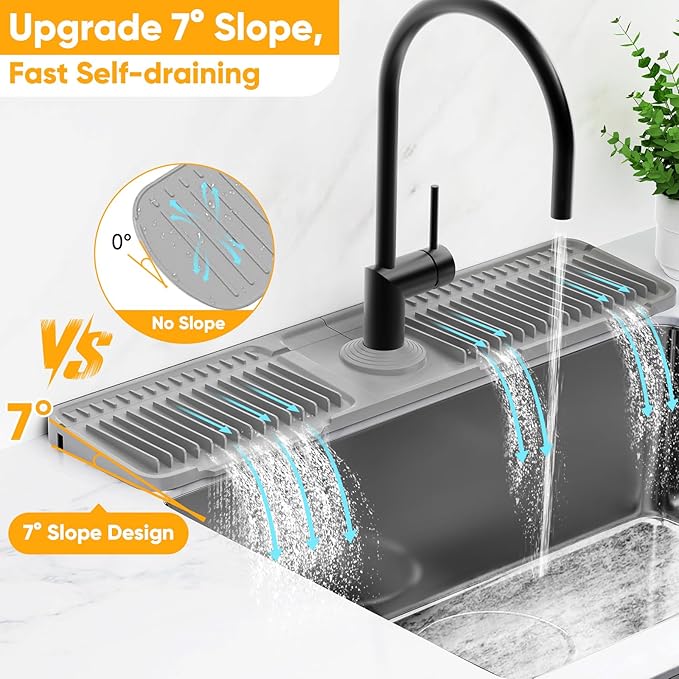 24'' Longer Faucet Mat for Kitchen Sink Splash GuardKitchen Sink Faucet Mat