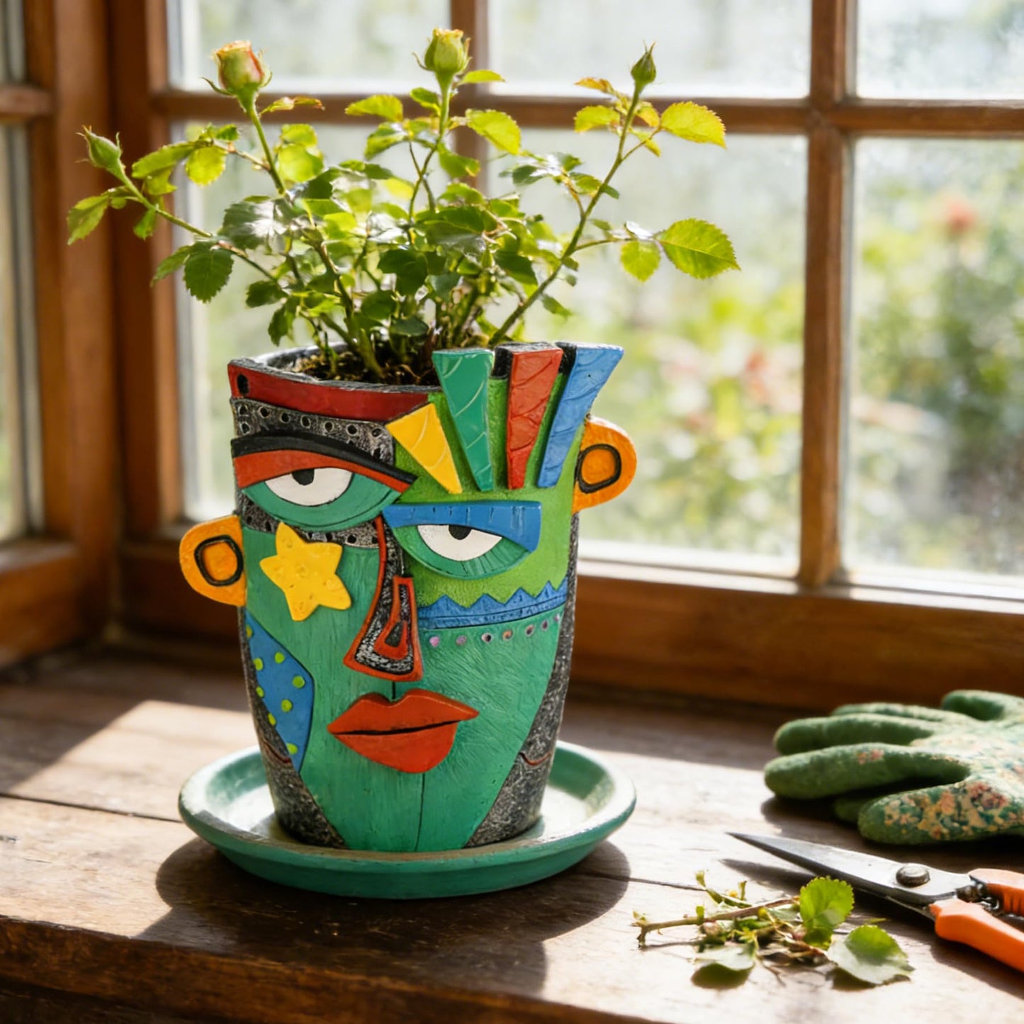 U WONDERFUL Unique Flower Pots - Abstract Picasso Face Plant Pots, Funky Planters with Drainage for Indoor Plants, Cool Head Planter for Outdoor Garden & Home Decor