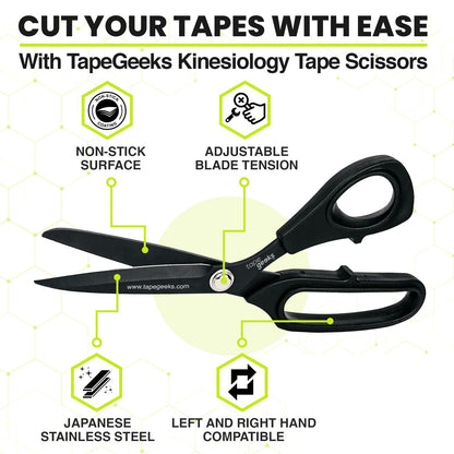 TapeGeeks Kinesiology Tape – Waterproof & Hypoallergenic Sports Tape for Sensitive Skin – Strong Adhesive, Latex-Free – Athletic Muscle Support for Knee, Shoulder, Back, Ankle