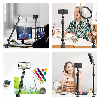 NEEWER Extendable Camera Desk Mount with Ball Head, 17"-40" Adjustable Table Light Stand with 1/4" Screw & C Clamp for DSLR Camera, Ring Light, Live Stream, Vlog, Max Load: 6.6lb/3kg, TL283 (RED)