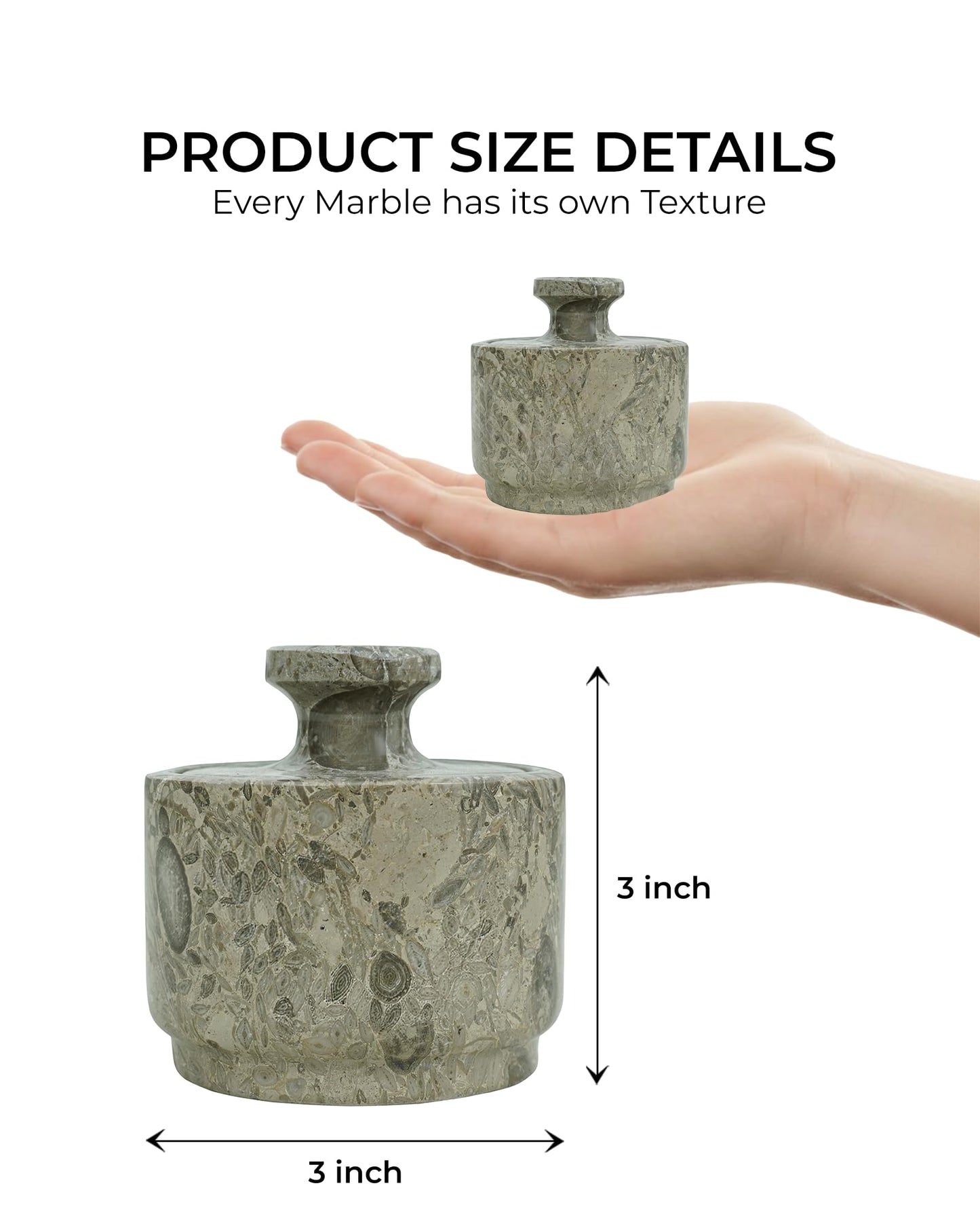 UrbanFocal Natural Marble Salt Cellar With Lid - Stone Salt Container And Stone Salt Holder, Spice Jars for Counter, Candy Jar & Spice Jar, Oceanic
