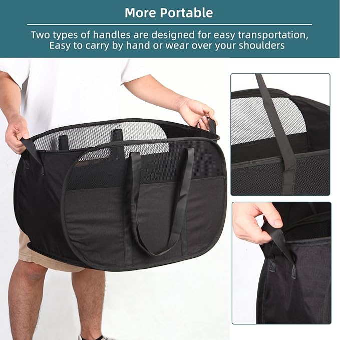Collapsible Laundry Baskets, Tear Proof Pop Up Laundry Hamper