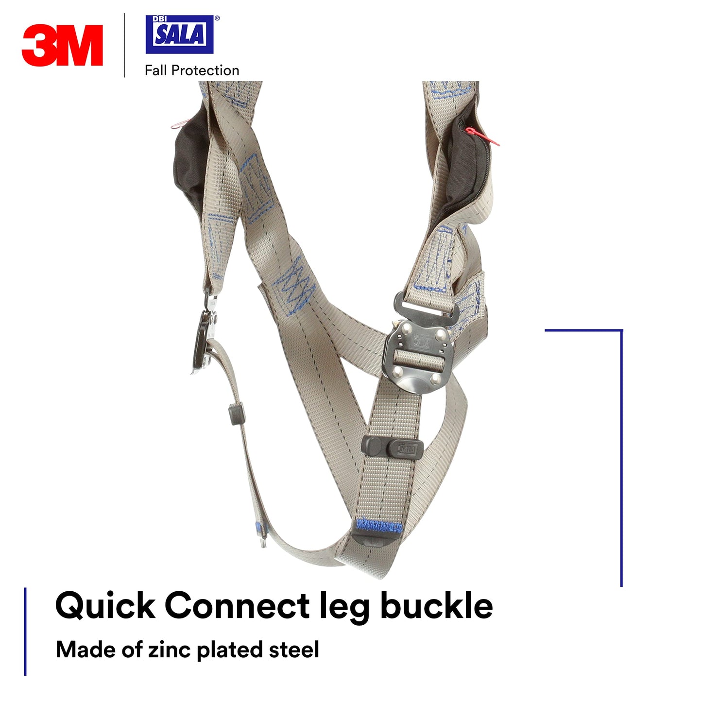 3M DBI-SalaExoFit X100 Comfort Vest Climbing Harness Fall Protection, OSHA, ANSI, Front and Back D-Rings, Quick Connect Chest and Leg Buckles, Zinc Plated Steel, 1401026, Medium