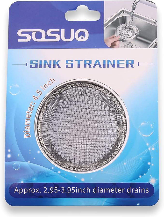 2Pcs Kitchen Sink Strainer, Stainless Steel Mesh Sink Drain Cover, Large Wide