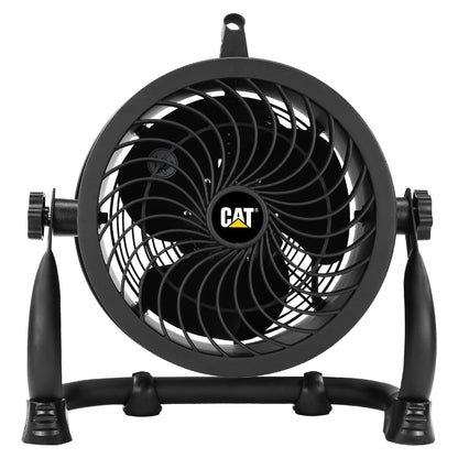 CAT fans - 9”-Blade High-Velocity Drum Fan (Black, 2-in-1): 940 CFM, 4-Speed, 360° Pivoting Head, Dual Ball Bearing Motor with Die-Cast Cover (HVD-9AC-BLK)