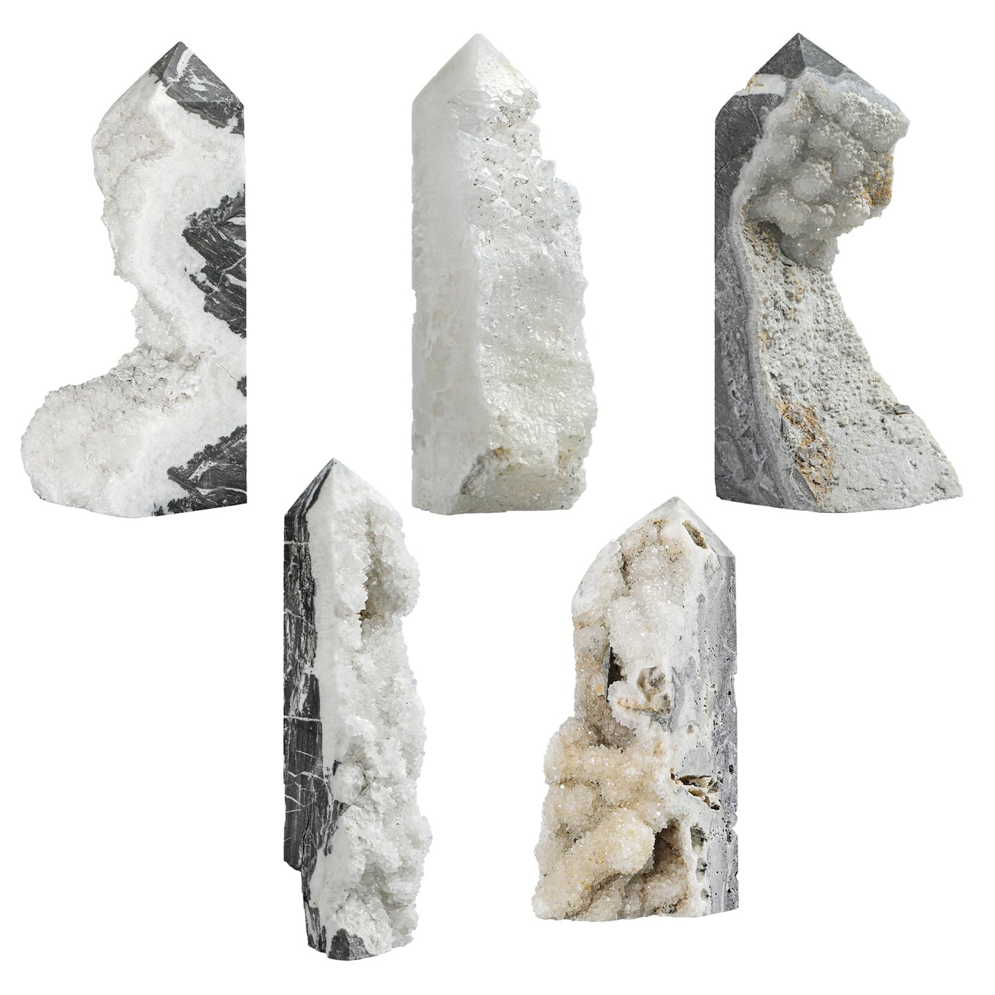 dssmboom Irregular Crystal Point Stone Wand for Meditation Rock Quartz Crystal Cluster Geode Tower for Home Decor Mineral Specimen, 2.17"-3.55"