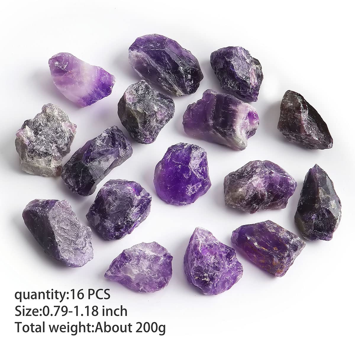 16 PCS Amethyst Healing Crystals Rough Stones Bulk - 1" Natural Raw Stones Crystal Palm Stones for Reiki Healing, Chakras Balancing, Meditation Therapy, Wicca, Witchcraft, Fountain Rocks, Decoration