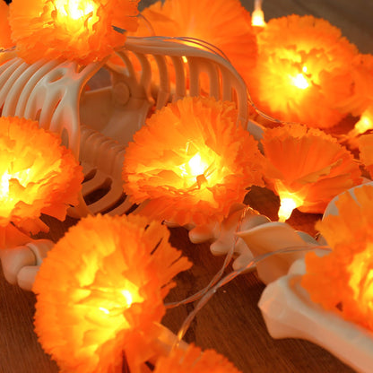 Gee Hut Marigold Garland String Lights Day of The Dead Decoration - 10ft 20 LED Marigold Flower Garlands Lights Battery Operated - Dia de Los Muertos Decoration for Diwali Halloween Indian Party