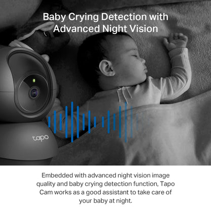 Tapo C211 2K 3MP Pan/Tilt Indoor Camera House Security Camera, WiFi Camera, No Monthly Fee, AI Detection, Dog Camera, Baby Camera Monitor, CCTV, 360° View, Night Vision, Works with Alexa & Google