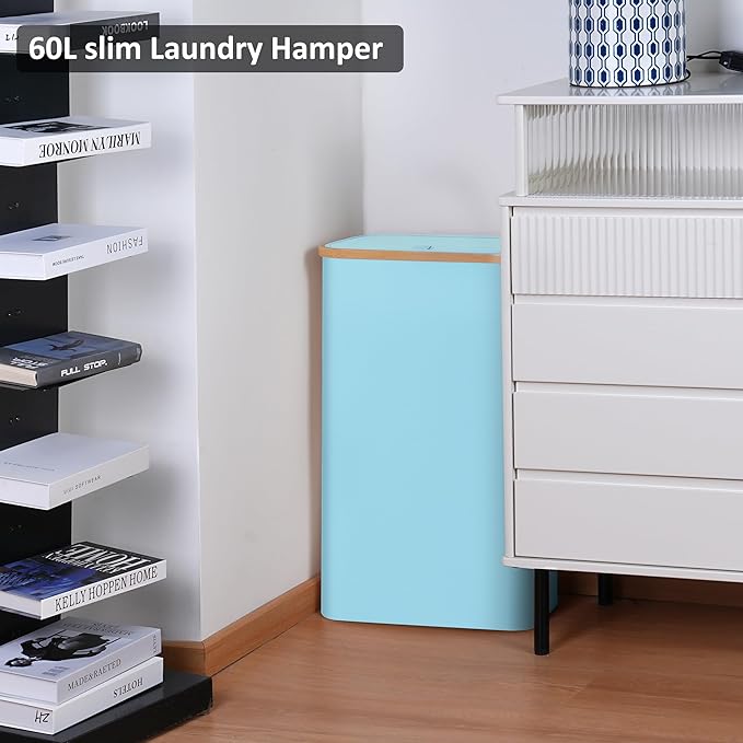 Slim Laundry Basket, 60L Laundry Hamper