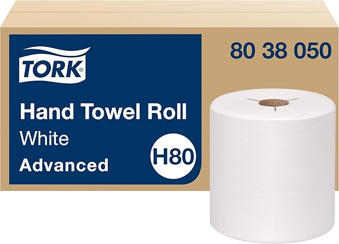 Tork Paper Hand Towel Roll White H80, High Absorbency, 6 Rolls x 800 ft