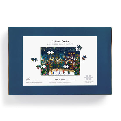 Galison Winter Lights Christmas Countdown – 12 Days of Puzzles Featuring Images of Winter City Fun