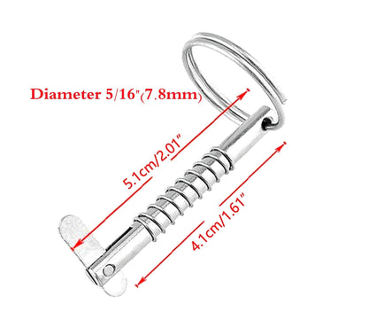 4 Pack Quick Release Pin 5/16" Diameter,Usable Length: 1-3/5(41mm) w/Drop Cam & Spring ,Full 316 Stainless Steel, Bimini Top Pin Marine Hardware, Free Installation Screws