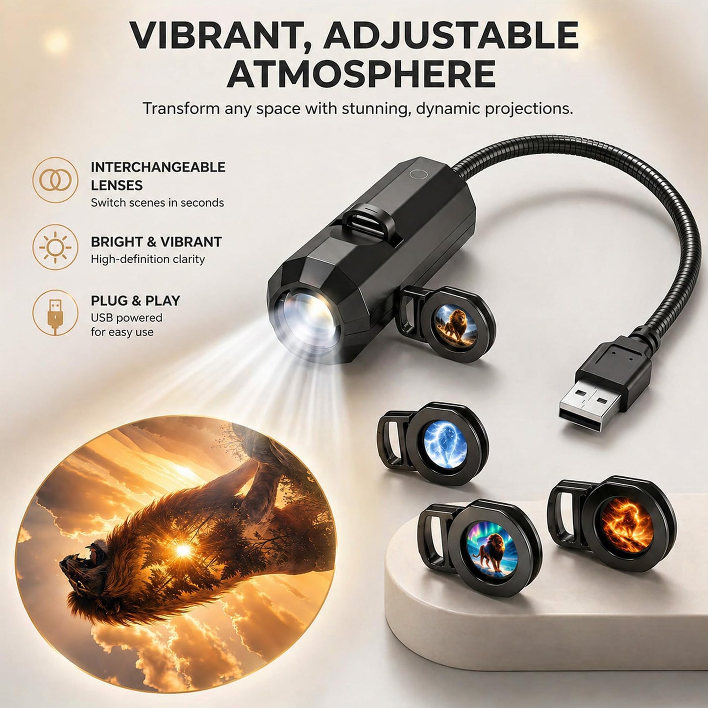 TnLnYn Tree of Life Projector Night Light 2-in-1 USB Mini LED Projection
