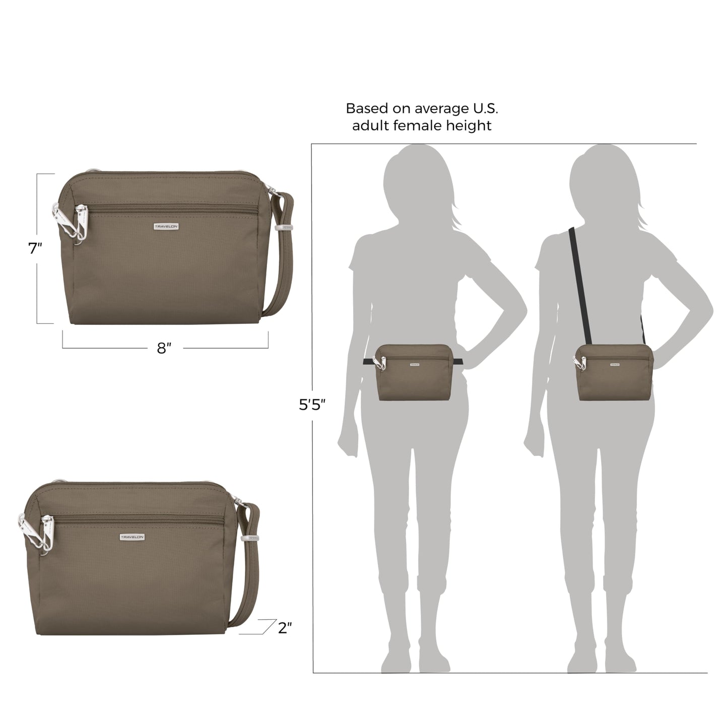 Travelon Women's Classic Convertible Crossbody and Waist Pack Cross Body Bag