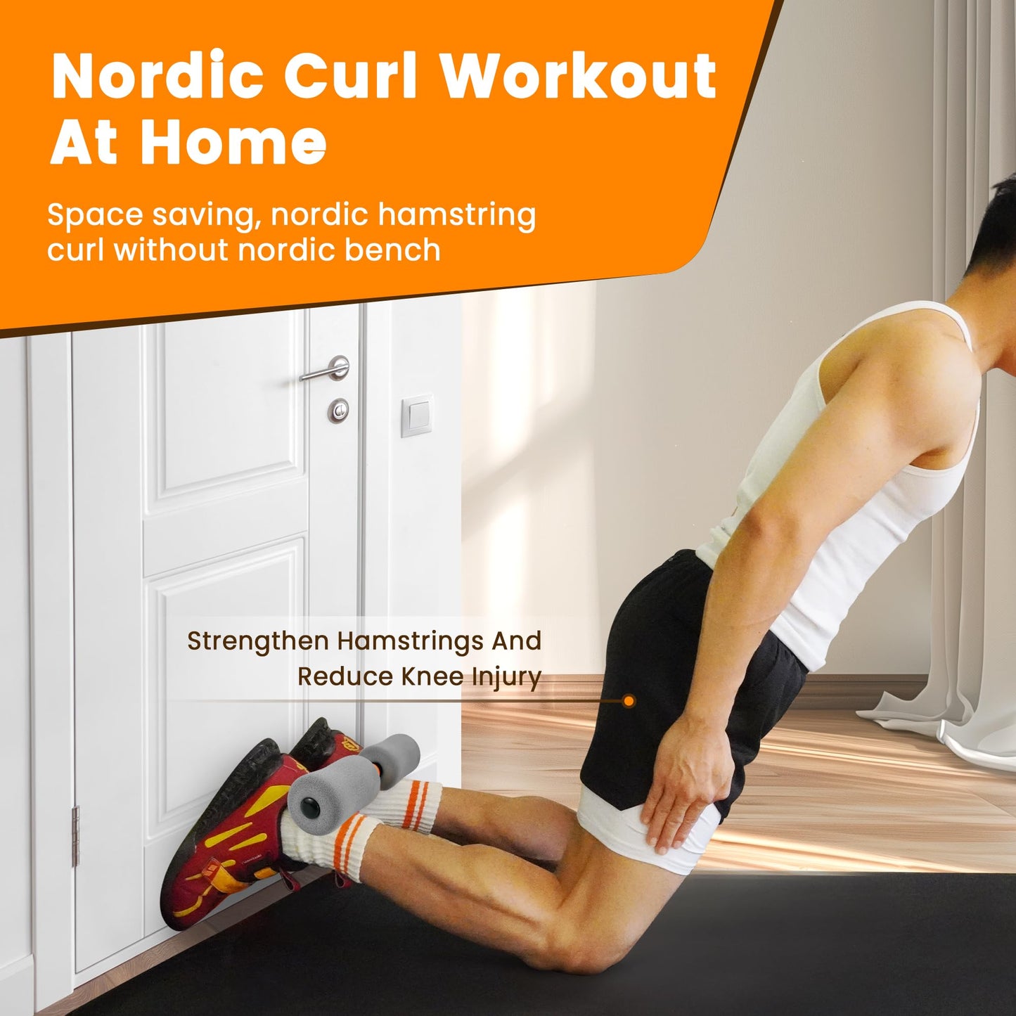 Nordic Hamstring Curl Strap, Balency Nordic Curl Strap for Hamstring Curls, Nordic Curl Attachment, Leg Exercise Assisted Strap for Strength Training, Nordic Curl Strap Home Workout Equipment