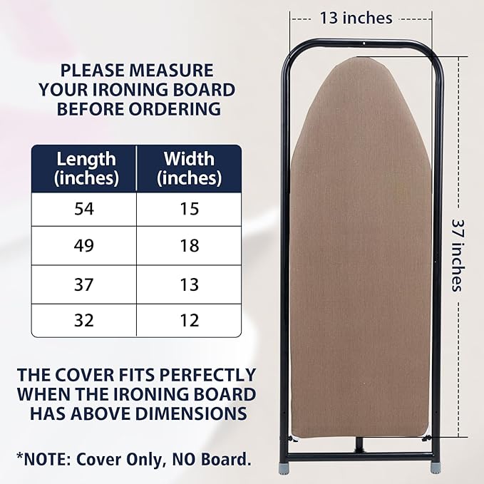 Seiritex Small Ironing Board Cover 13 x 37 inch, Fits Over The Door Ironing