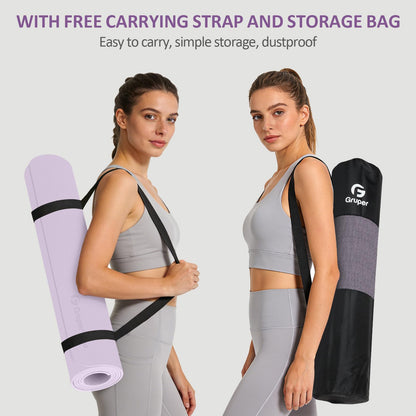 Gruper Yoga Mat Non Slip, 72"L x 24"W x 0.24"/0.32"TH, Anti-Tear Exercise Mat with Carrying Strap and Bag, Pro TPE Yoga Mats for Women, Workout Mats for Home, Pilates and Floor Exercises