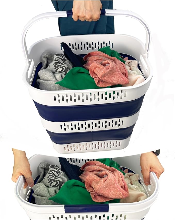 SAMMART 38L Collapsible Plastic Laundry Basket