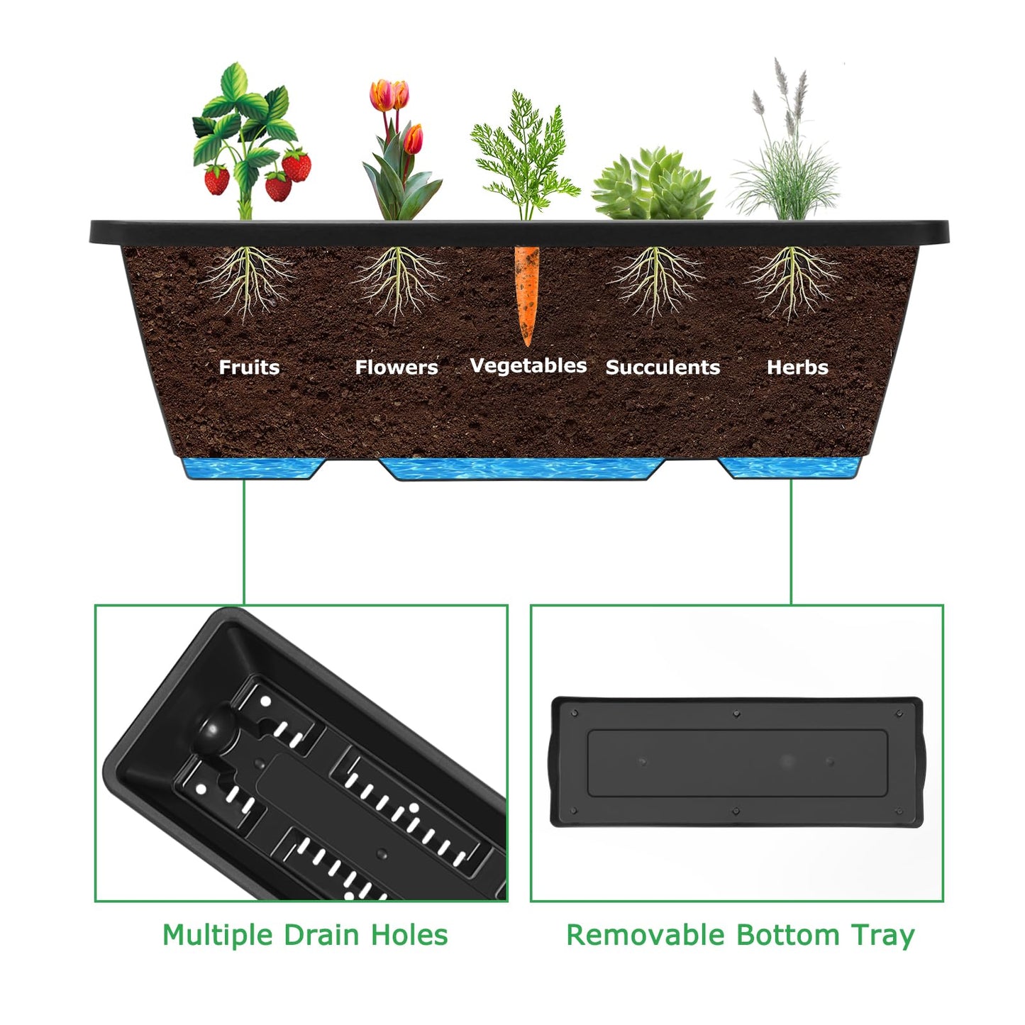 ETELI Vertical Garden Planter 3 Tier Vertical Raised Garden Bed with 6 Garden Planter Boxes Elevated Raised Bed with Drainage Holes Outdoor Standing Garden Planter for Herbs Flowers Vegetables, Black