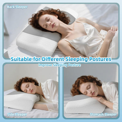 Memory Foam Contour pillow for Neck and Shoulder Pain-Ergonomic Orthopedic Cervical Support Pillow For Back and Stomach Sleepers