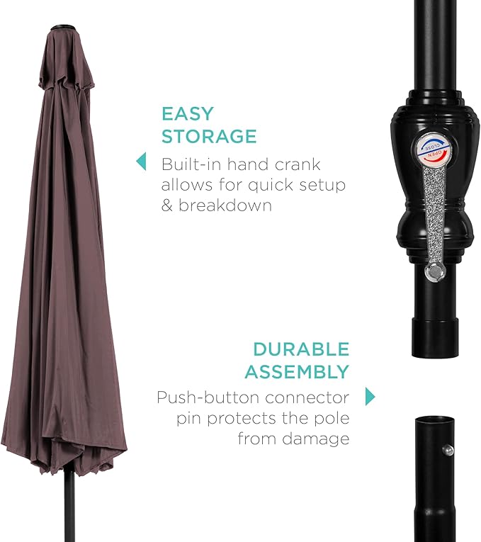 Best Choice Products 10ft Outdoor Table Compatible Steel Polyester Market Patio Umbrella w/Crank and Easy Push Button Tilt
