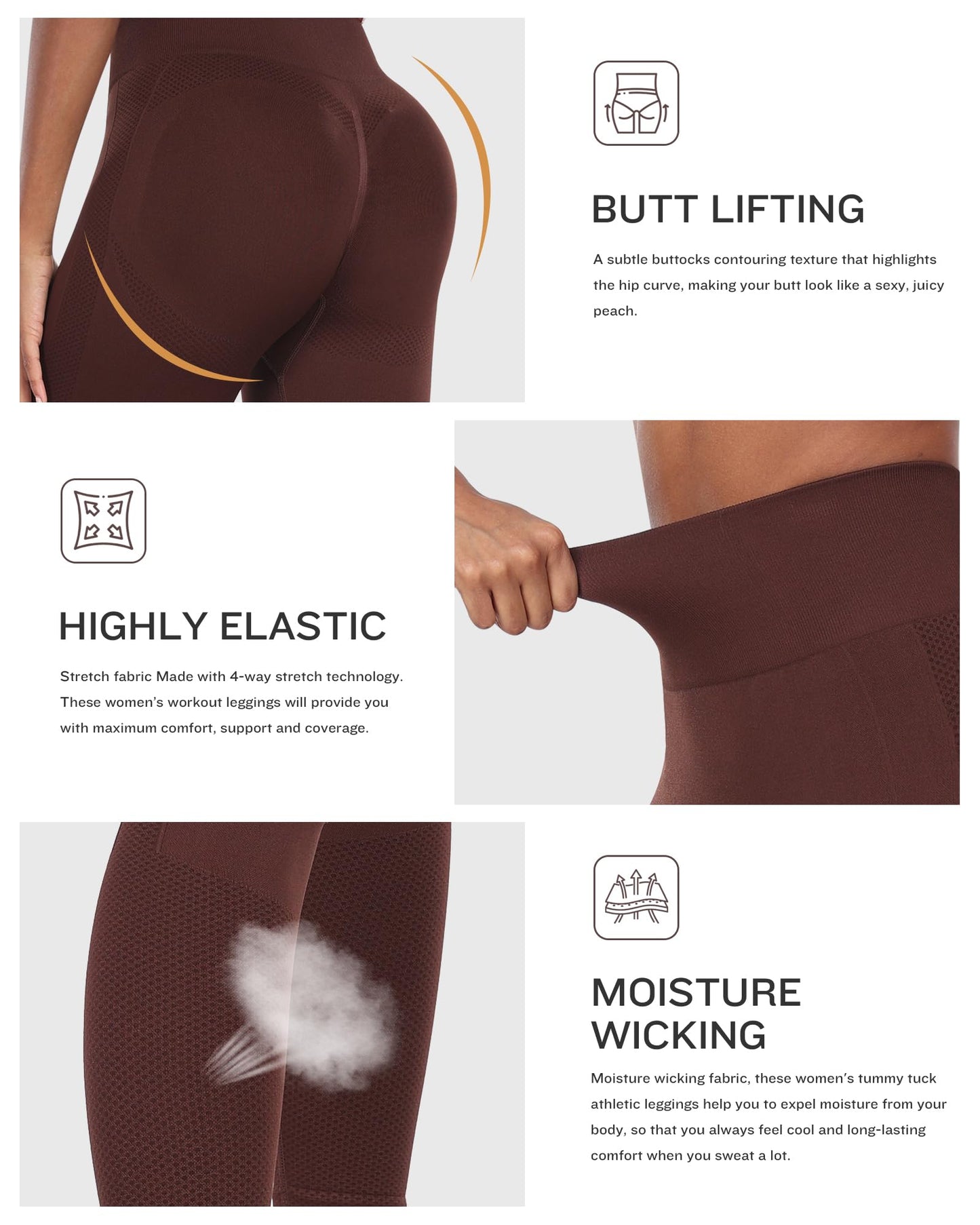 NORMOV Seamless Workout Butt Lifting Leggings - Booty Scrunch Gym Leggings for Women