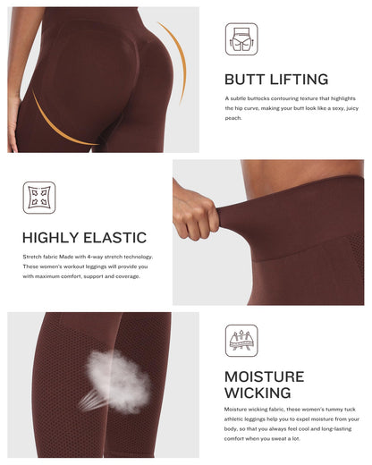 NORMOV Seamless Workout Butt Lifting Leggings - Booty Scrunch Gym Leggings for Women