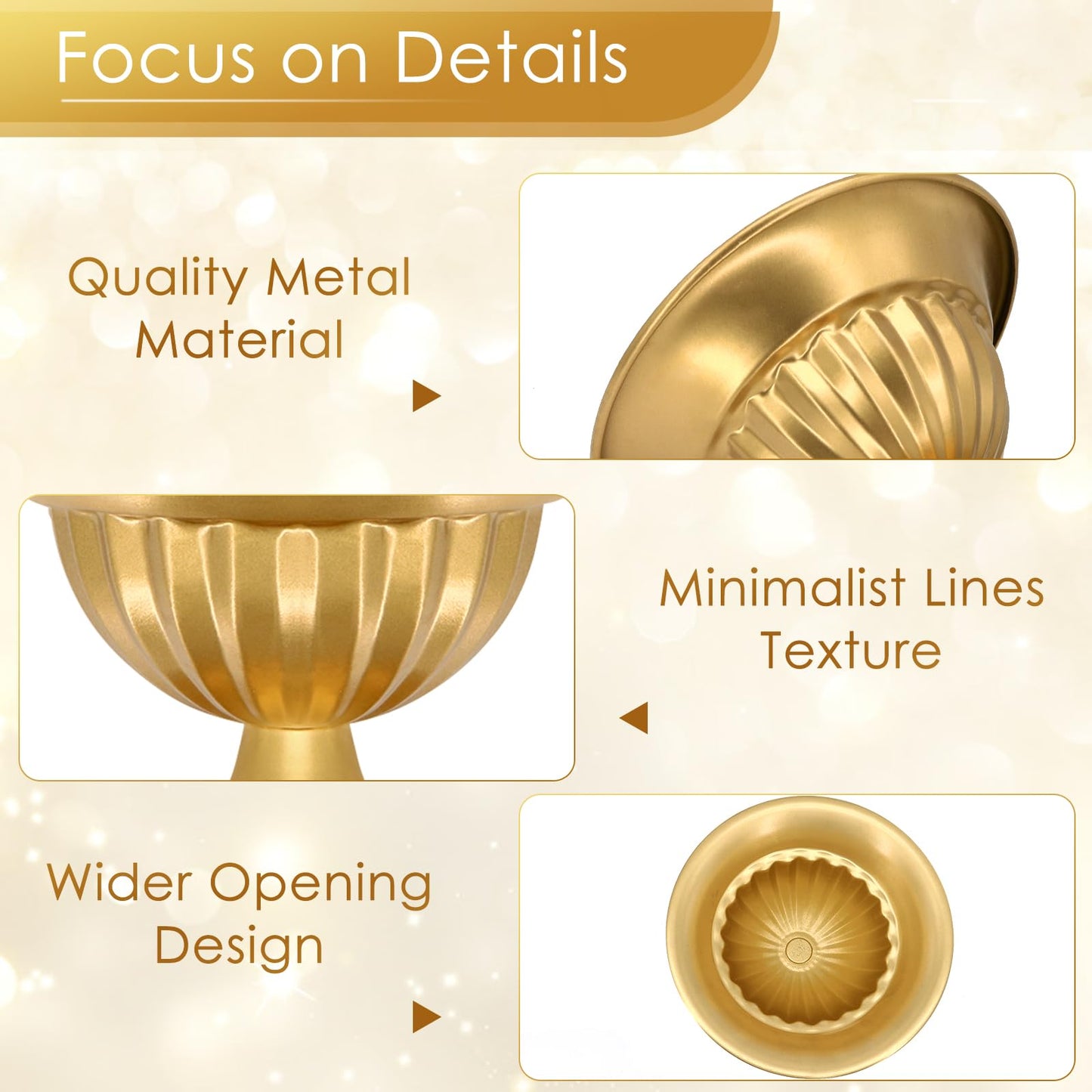 AZXTOPSEZ Gold Flower Vases for Centerpieces: Wedding Compote Bowl 5.1 Inch Small Urn Vase Metal Pedestal Vase for Table Party Event Set of 10