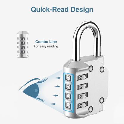 Puroma 2 Pack Combination Lock for Locker 4 Digit Outdoor Waterproof Padlock for School, Gym, Sports, Fence, Toolbox, Gate, Case, Outdoor, Hasp Storage, Cabinets (Silver)