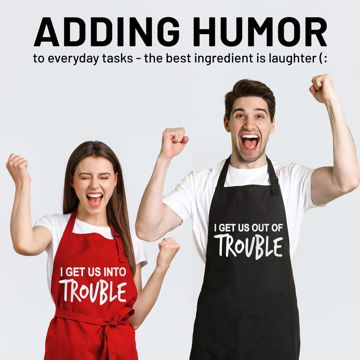 Witty Enterprise Funny Couple Aprons - Gift Ideas For Her Him - His and Her Aprons - Matching Kitchen Aprons - Couples Gifts - Birthday, Wedding, Engagement & Bridal Shower for Women and Men