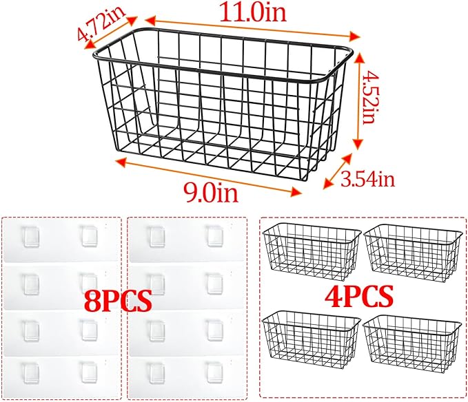 Hanging Kitchen Baskets Adhesive Sturdy Wire Storage Baskets