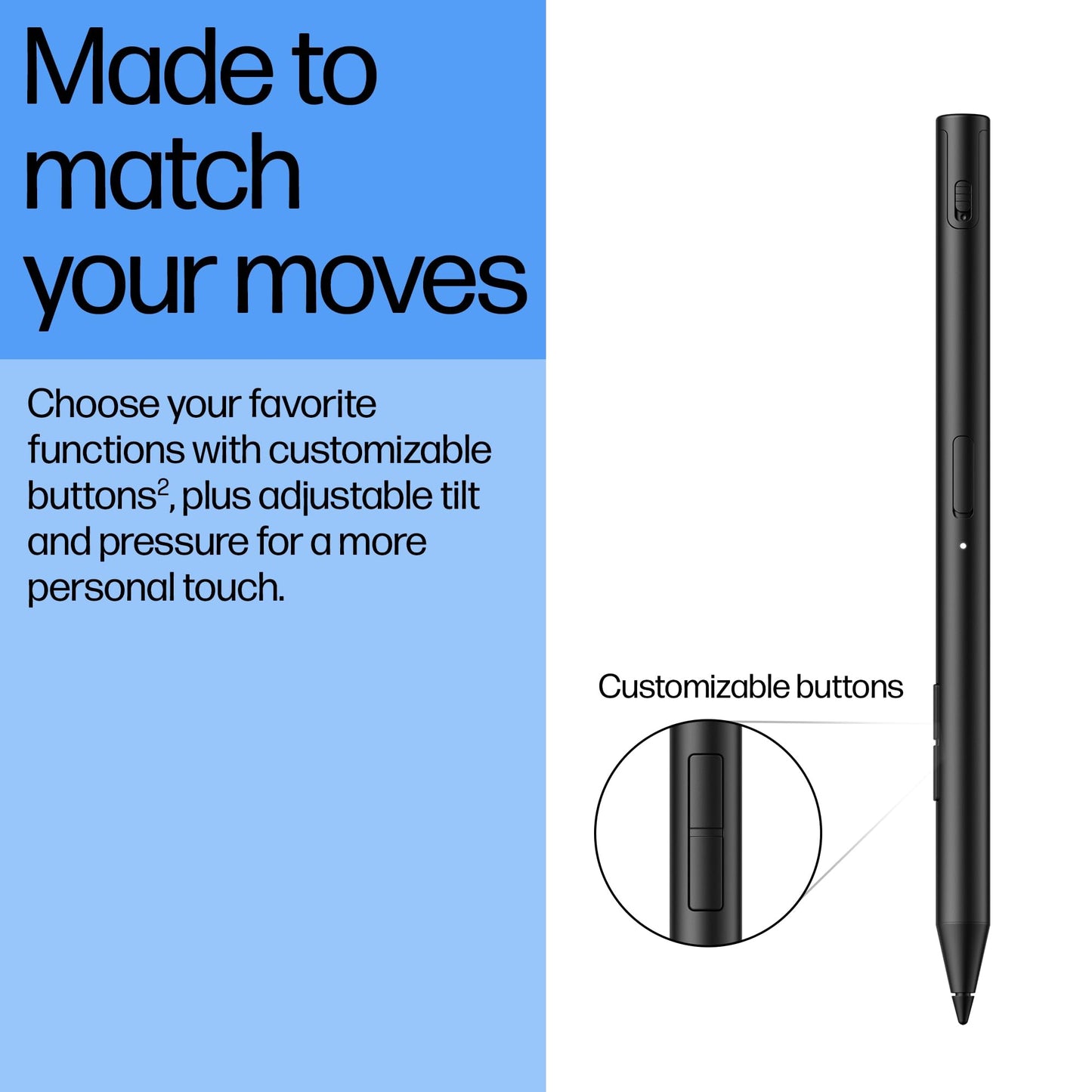 HP 700 Rechargeable Multi Pen | Universal | Built-In Lithium-Ion Battery | USB-C Charging | Up to 25 Days Battery Life | Programmable Buttons | Adjustable Tilt, Pressure | Black