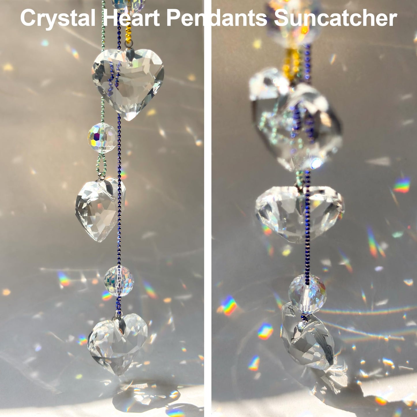 Crystals Heart Prisms Suncatcher Hanging Ornament Rainbow Maker for Home,Garden Decoration (Heart)