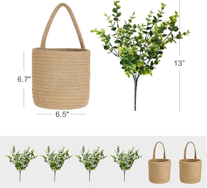 Dahey 2 Pack Wall Hanging Rope Basket