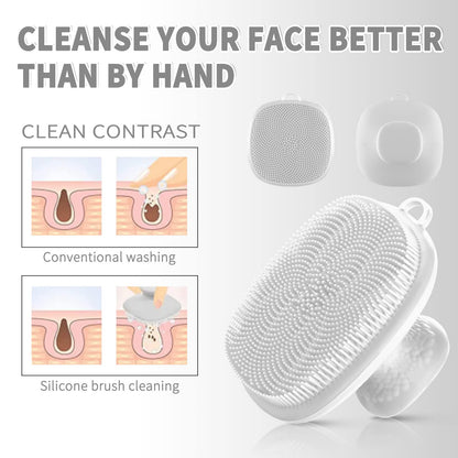VWMYQ Face Scrubber, Silicone Face Scrubber for Men Facial Cleansing Brush Silicone Face Wash Brush Manual Waterproof Cleansing Skin Care Face Brushes for Exfoliating- Black