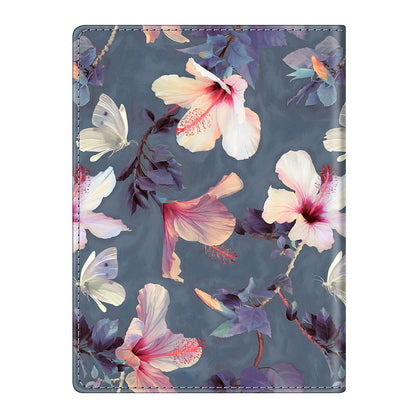 FINTIE Passport Holder Travel Wallet RFID Blocking PU Leather Card Case Cover, Blooming Hibiscus