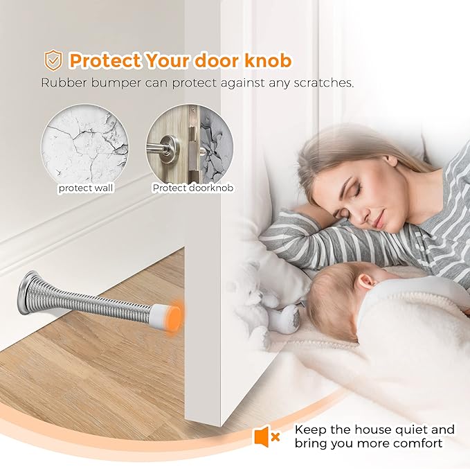 Ravinte Door Stoppers, 30 Pack Spring Door Stops with Rubber Bumper, Satin Nickel Door Stoppers for Bottom of Door