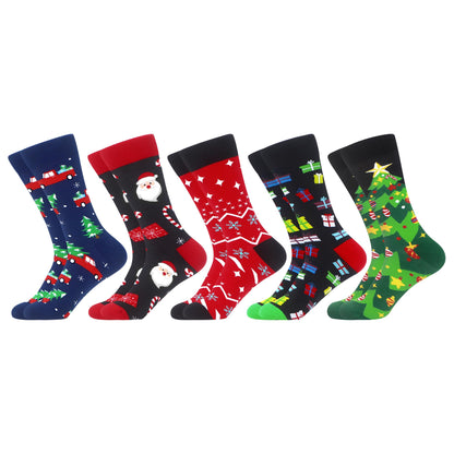WeciBor Men's 5 Pack Novelty Christmas Crew Socks for Stocking Stuffers Adults