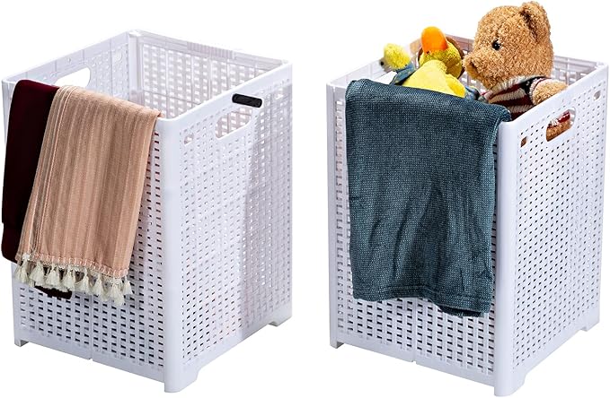 42L Collapsible Plastic Laundry Baskets, Foldable Laundry Hamper