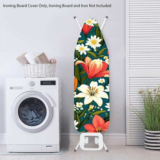 Narcissus Cover for Ironing Board 15x54 Inch Standard Size Flower Print Iron