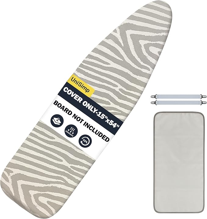 Ironing Board Cover and Pad 15"x54" Extra Thick Natural Cotton, Scorch and