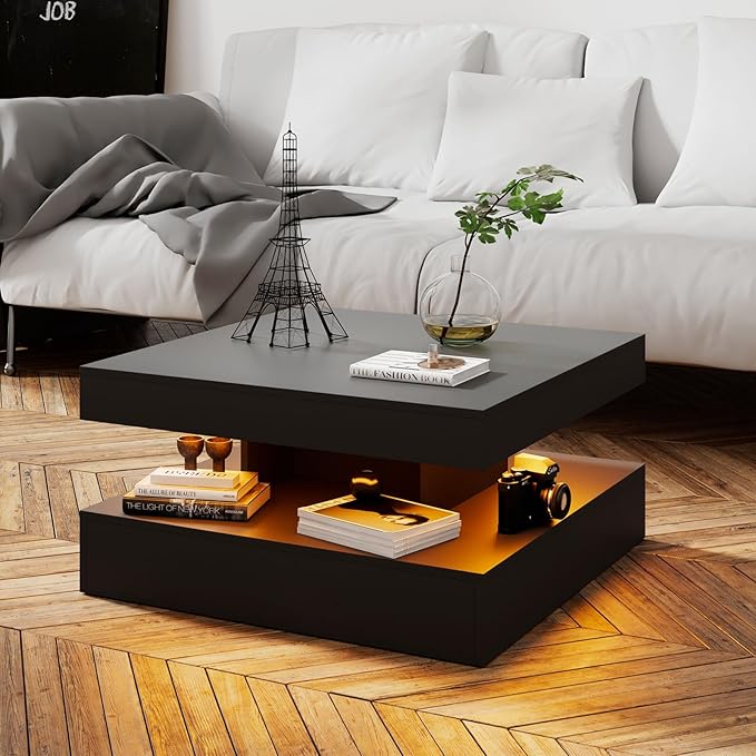 HedoAjim Black LED Coffee Table