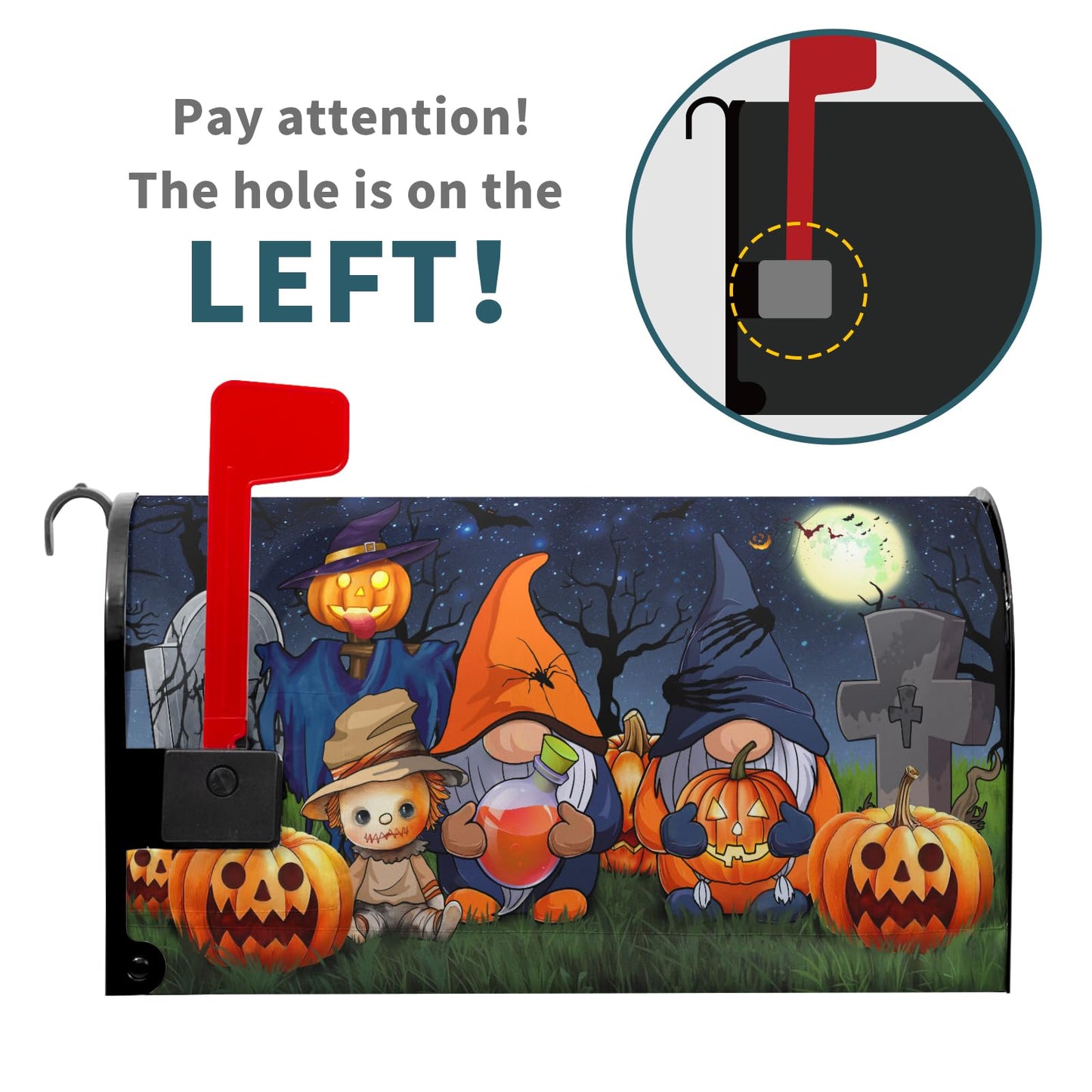 Happy Halloween Gnome Magnetic Mailbox Cover - Large Size 25.5x21 Inch Fall Holiday Wraps for Home Garden Yard Outdoor Decor