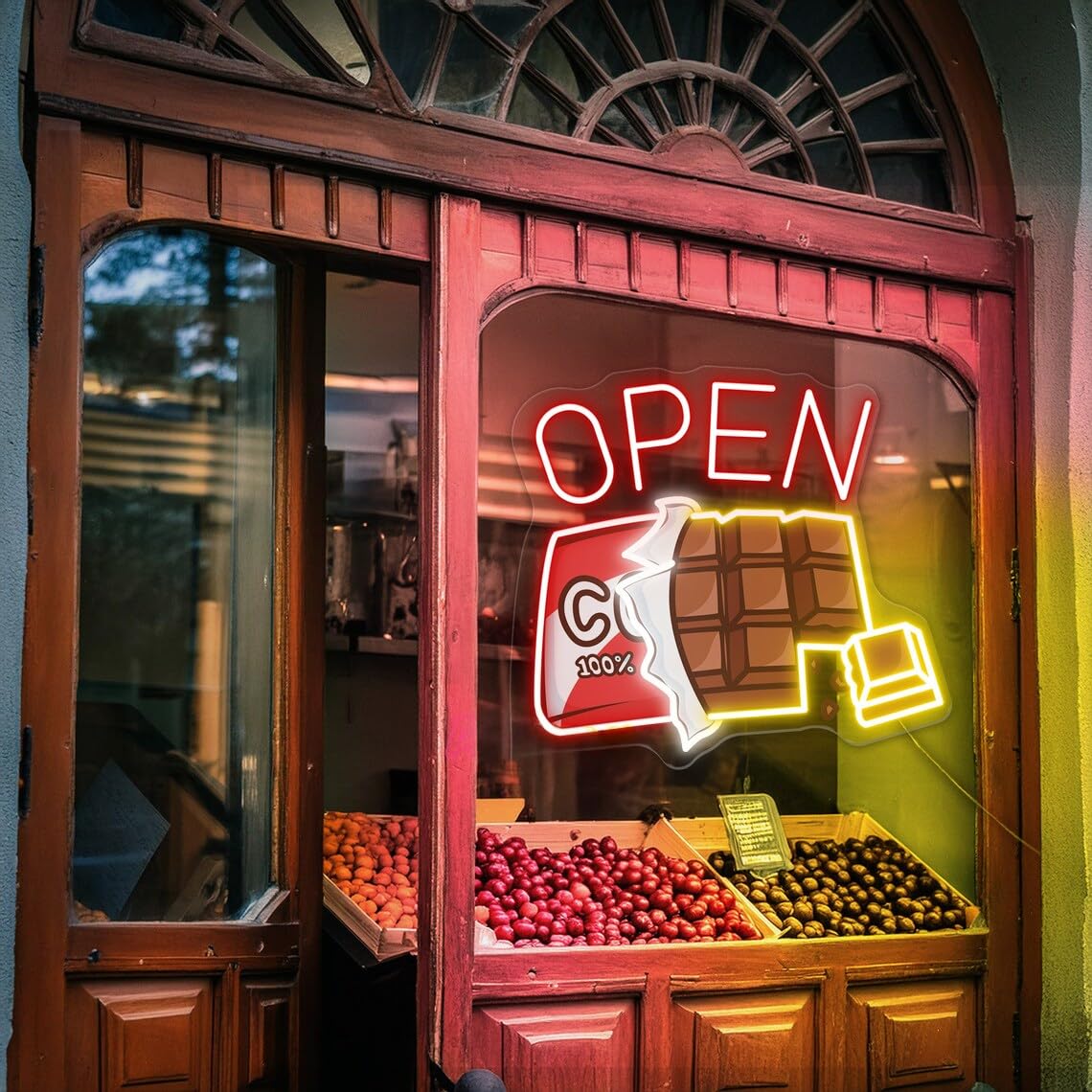 Chocolate open neon sign, chocolate shop decor, chocolates bar signs Anniversary Decor, Valentine Neon Light