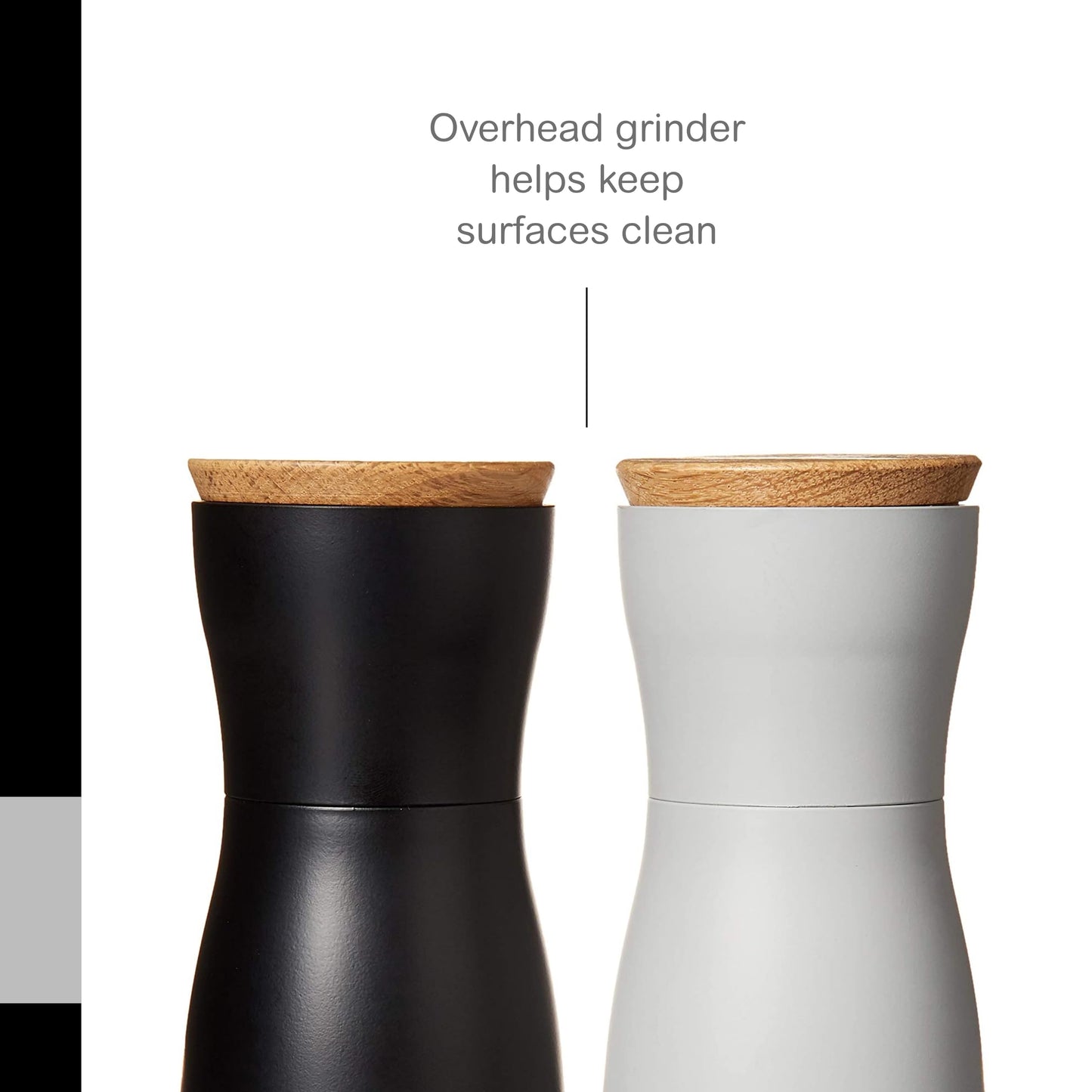 AdHoc Twin Salt and Pepper Mill Gift Set - Salt & Pepper Grinder for Gourmet Seasoning - Adjustable Manual Grinder for Fine to Coarse Spices