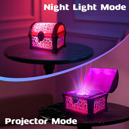 Treasure Chest Galaxy Projector with Bluetooth Speaker for Kids Room Decor, Nebula Aurora Galaxy Night Light Projector Ceiling Projection Nightlight with 8 White Noises, Timing for Bedroom, Kids Room