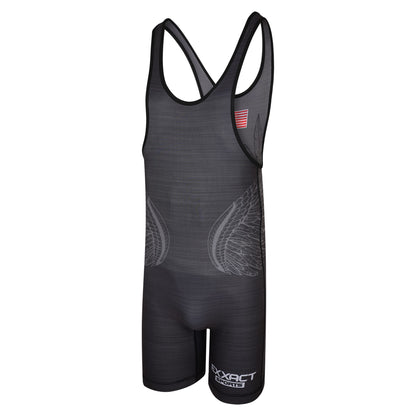 Exxact Sports Reversible Men's Wrestling Singlet, High-Performance Powerlifting Singlet, Wrestling Singlets for Men (Black/Gray, AS)